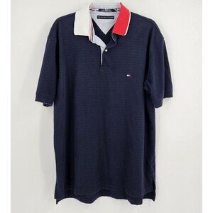Tommy Hilfiger Men's Polo Shirt Colorblock Collar Navy L